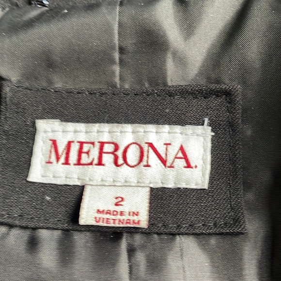 Merona Women`s One Button Single Breast Lined Stretch Black Blazer Size 2 EUC - Picture 4 of 7